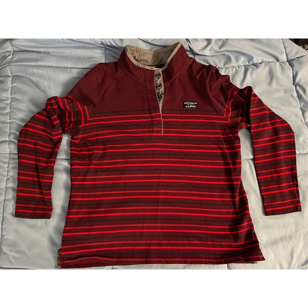 LL Bean Pullover Shirt Men’s XL Quarter Button Mock Neck Henley